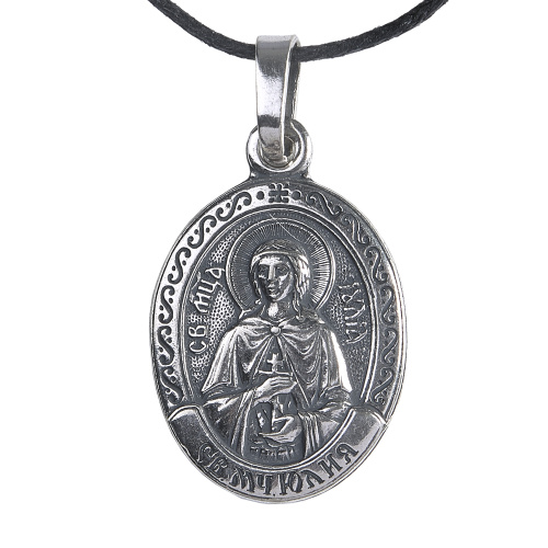 Образок мельхиоровый с ликом мученицы Иулии (Юлии) Карфагенской, серебрение