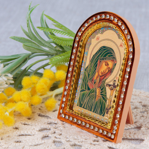 Икона настольная Божией Матери "Ахтырская", пластиковая рамка, 6,4х8,6 см фото 4