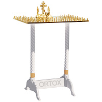 Панихидный стол на 70-100 свечей "Курский", белый с золотом (патина), колонны
