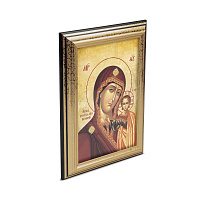Икона Божией Матери "Казанская" в пластиковой рамке, черная с золотом, 13х1,5 х18 см