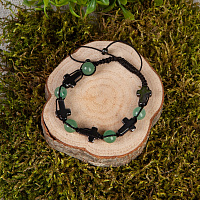 Браслет плетеный с бусинами из гематита и авантюрина (четки)