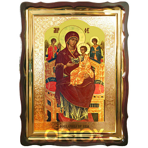 Икона большая храмовая Божией Матери Всецарица, фигурная рама (30х35 см)