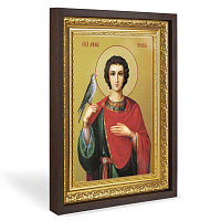 Икона мученика Трифона Апамейского, Никейского, в широком багете, цвет "темный дуб", на холсте, с золочением, №2