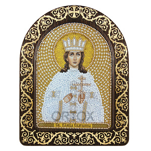 Набор для вышивания бисером "Икона великомученицы Екатерины Александрийской", 13,5х17 см, с фигурной рамкой (7 цветов бисера)
