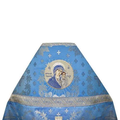 Иерейское облачение голубое с иконой Божией Матери "Казанская", парча фото 3 Иерейское облачение голубое с иконой Божией Матери "Казанская", парча фото 3