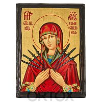 Икона Божией Матери "Семистрельная", 17х23 см, ольха, золочение №2