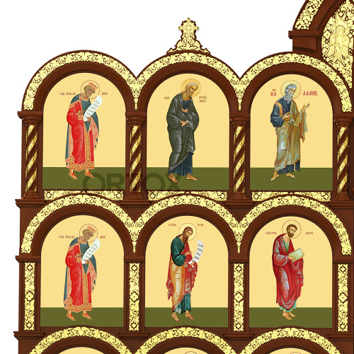 Иконостас "Владимирский" пятиярусный, цвет "кипарис" с золотом, 690х860х45 см фото 7