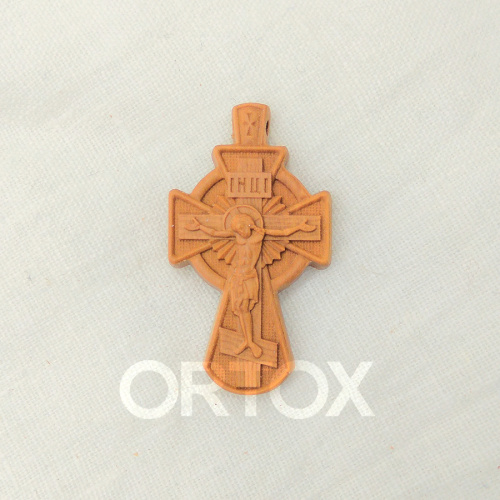 Деревянный нательный крестик "Новгородский малый", цвет светлый, 4,5 см фото 4