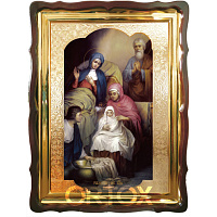 Икона большая храмовая Рождество Пресвятой Богородицы, фигурная рама