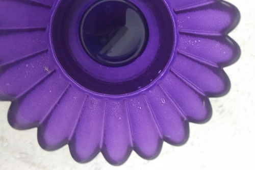 Стаканчик для лампады стеклянный рифленый фиолетовый, высота 6,5 см, У-1173 фото 3