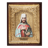 Икона большая храмовая святителя Димитрия Ростовского, прямая рама