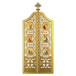 Царские врата для "Благовещенского" иконостаса позолоченные, 100х233х10 см (ясень, металл, краска)