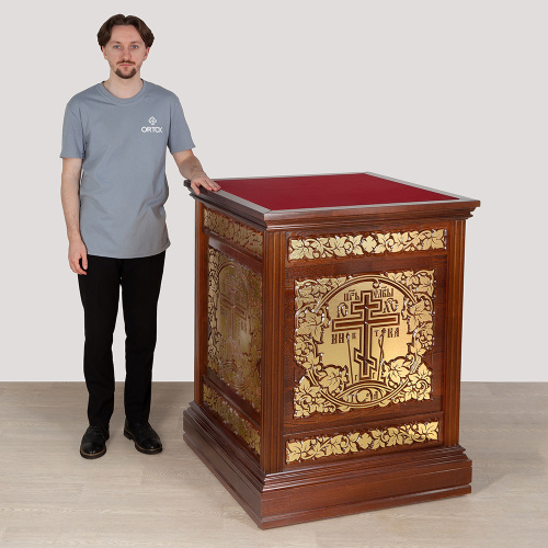 Облачение на престол "Суздальское", цвет "кипарис" с золотом (поталь) фото 5 Облачение на престол "Суздальское", цвет "кипарис" с золотом (поталь) фото 5