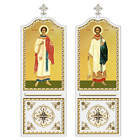 Диаконская дверь для "Благовещенского" иконостаса белая с золотом (патина), 209х70х10 см