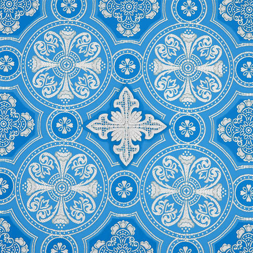 Пелена на престол комбинированная, голубая с серебром, вышивка фото 5 Пелена на престол комбинированная, голубая с серебром, вышивка фото 5