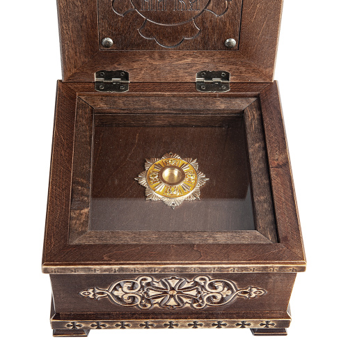 Мощевик накладной из ювелирного сплава в позолоте с желтой эмалью и фианитами, Ø 63/16 мм фото 2