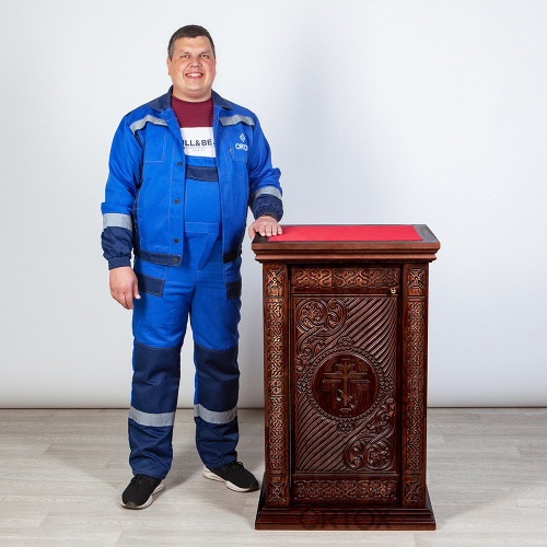 Жертвенник "Ярославский" темный, с дверкой, красная ткань, 62х55х100 см фото 5