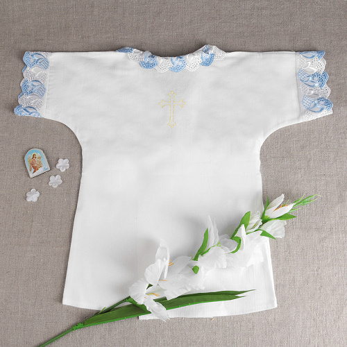 Рубашка для крещения из фланели, размер 56-62 фото 2