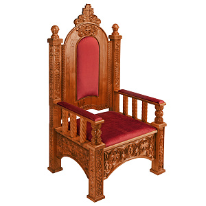 Архиерейский трон "Ярославский", цвет "кипарис", 78х72х160 см (красная ткань)
