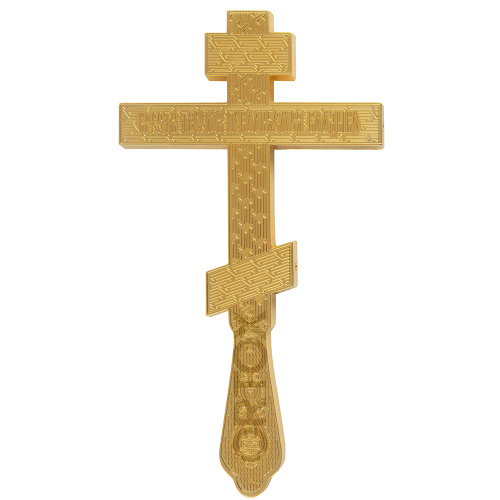 Крест напрестольный латунный восьмиконечный, эмаль, 14,5х26 см фото 6