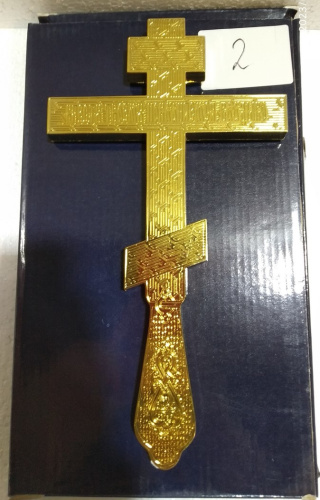 Крест напрестольный латунный восьмиконечный, 14,5х26 см, У-0632 фото 8