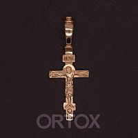 Крест православный золотой, восьмиконечный прямоугольный