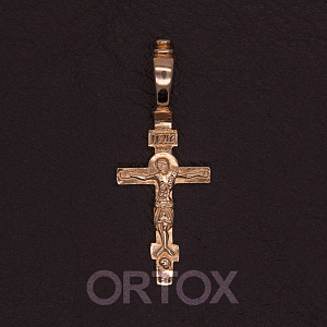 Крест православный золотой, восьмиконечный прямоугольный (золото)