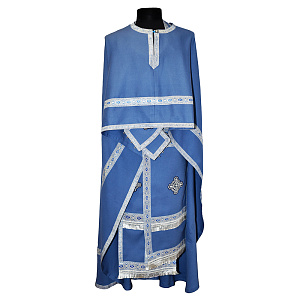 Греческое иерейское облачение голубое, смесовая льняная ткань (машинная вышивка)