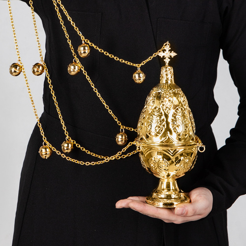 Кадило № 41, латунь, покрытие под золото, 13,5х28 см фото 8 Кадило № 41, латунь, покрытие под золото, 13,5х28 см фото 8