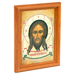 Икона Спасителя "Нерукотворный образ" в деревянной рамке, 12х1,5х17 см (стекло, картон)