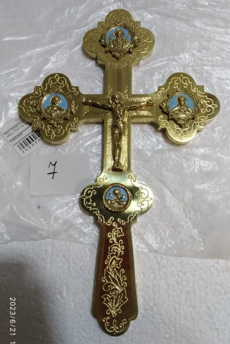 Крест напрестольный латунный с ликами, эмаль, 20х31 см, У-0630 фото 27