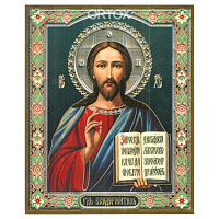 Икона Спасителя "Господь Вседержитель", 17х21 см, бумага, УФ-лак, №1