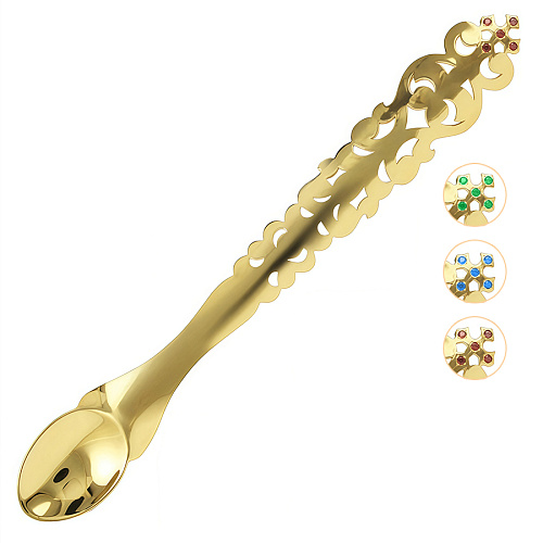 Лжица из ювелирного сплава в позолоте, с фианитами, длина 19,5 см