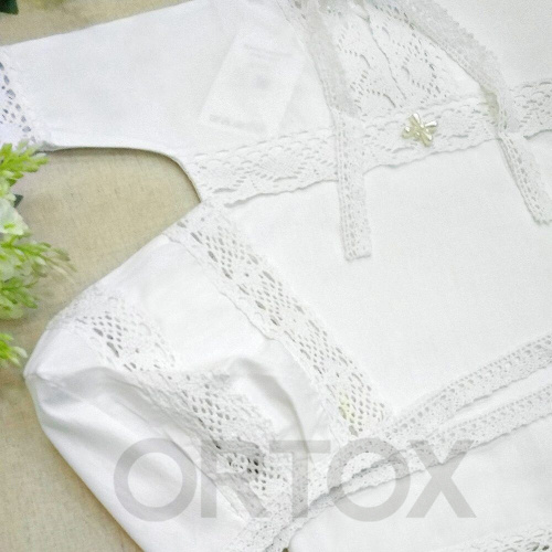 Комплект для крещения "Классика" белый: рубашка и чепчик, размер 62 фото 7