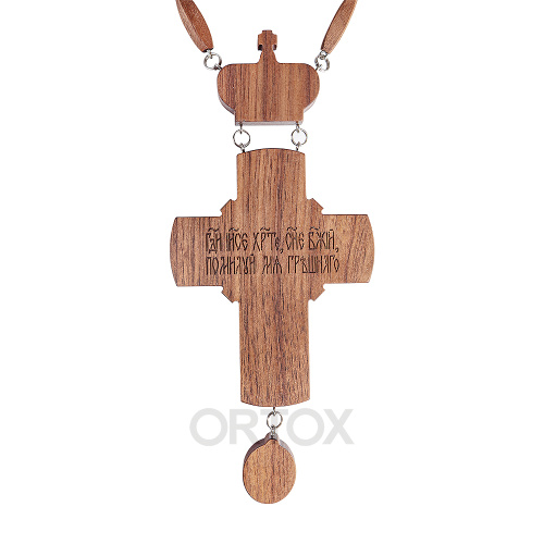 Крест наперсный "Наградной" деревянный резной, с цепью, 7,7х17,9 см фото 2