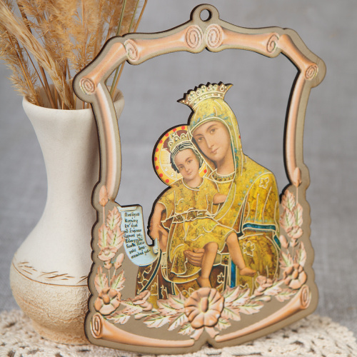 Икона Божией Матери "Достойно есть" подвесная, фанера, 12,5х17,5 см фото 3