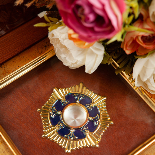 Мощевик врезной, цинковый сплав, синяя эмаль, Ø 70/21 мм фото 3