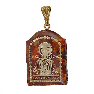 Образок нательный с ликом святой блаженной Матроны Московской, арочной формы, 2,2х3,2 см (ювелирная смола)