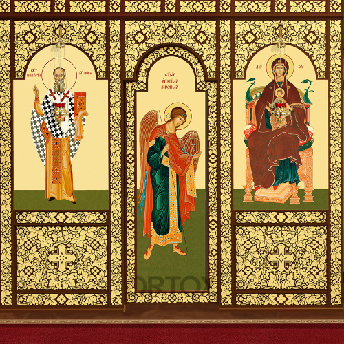 Иконостас "Суздальский" трехъярусный, цвет "кипарис" с золотом (поталь), 608х483х25,4 см фото 6