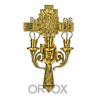 Трехсвечник пасхальный с крестом, гравировка, 17x30 см, У-0196