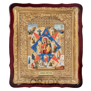 Икона большая храмовая Божией Матери "Неопалимая Купина", фигурная рама (30х35 см)