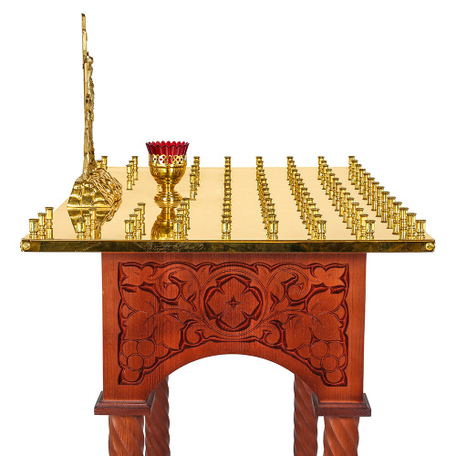 Панихидный стол на 70-100 свечей "Суздальский", цвет "кипарис", колонны, резьба фото 6