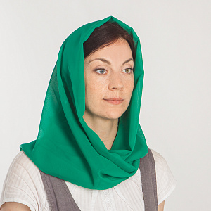 Шарф, 65х170 см, шифон (зеленый шарф)