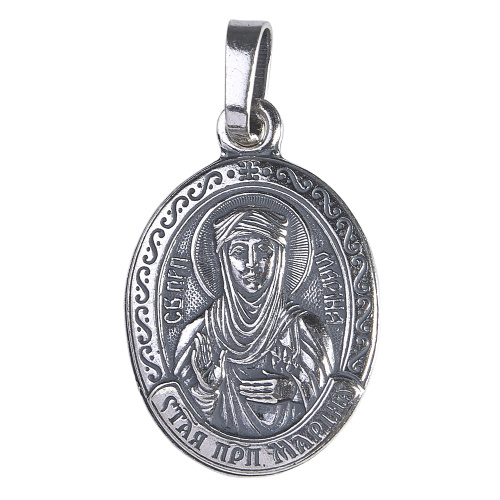 Образок мельхиоровый с ликом преподобной Марины Берийской, серебрение фото 2