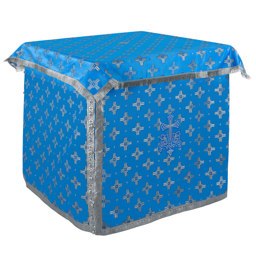 Облачение на престол с пеленой, шелк "Святительский", голубое с серебром