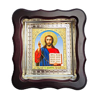 Икона Спасителя "Господь Вседержитель", 20х22 см, фигурная багетная рамка №3