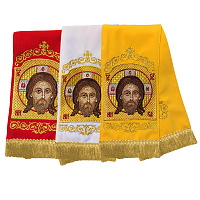 Закладка для Евангелия с иконой Спаса Нерукотворного, бахрома, 160х14,5 см
