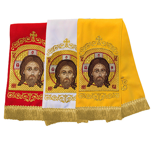 Закладка для Евангелия с иконой Спаса Нерукотворного, бахрома, 160х14,5 см