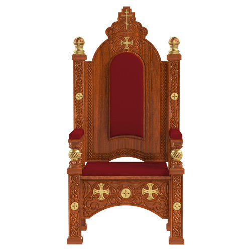 Архиерейский трон "Ярославский", цвет "кипарис" с золотом (поталь), 70х58х161 см фото 2