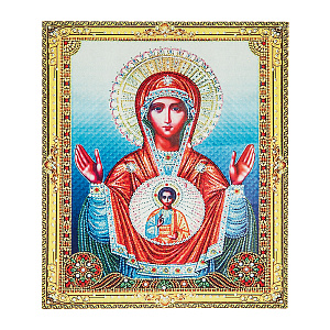 Алмазная мозаика "Икона Божией Матери "Знамение" на подрамнике, 40х50 см (19 цветов страз)